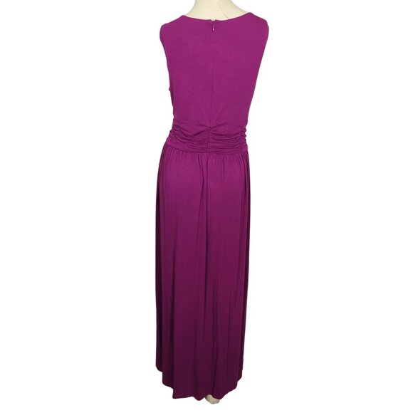 Soft Surroundings Sleeveless Magenta Maxi pullover Ruched Waist Dress size L - Picture 4 of 16